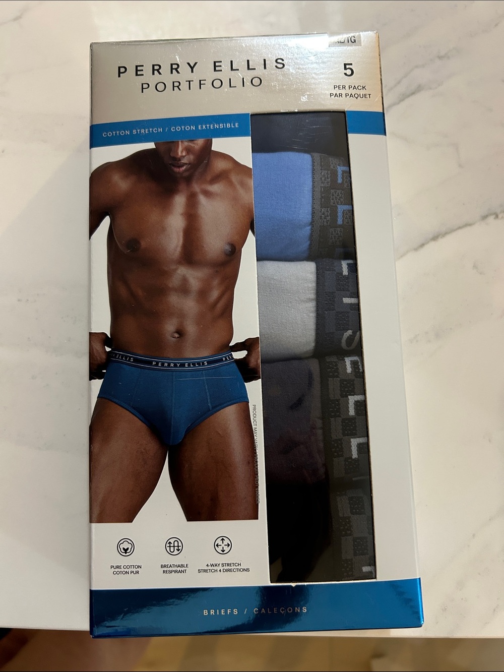 Perry Ellis Navy and Gray Men’s Briefs 5-Pack